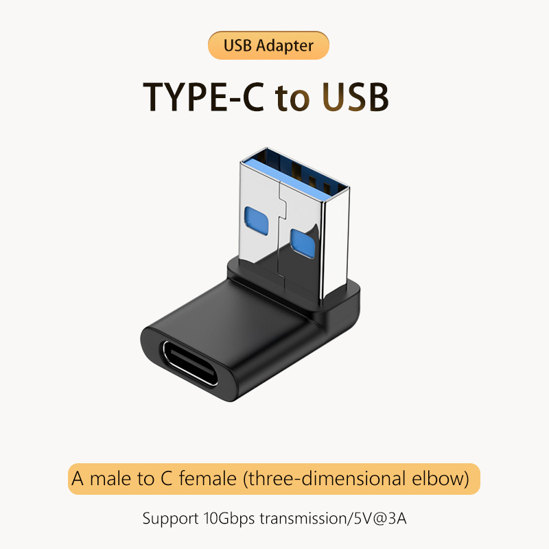 NNBILI 3A Typ C Kolanko USB 3.1 Adapter kabla do ładowania danych Konwerter dla Androida Adapter OTG 90/180 stopni Szybkie ładowanie 10 Gb/s: WHITE