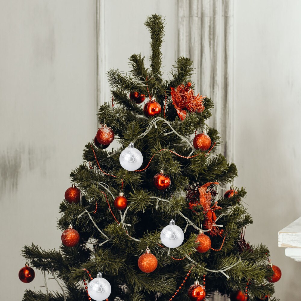 20 stuks kerstballen in doos, kerstboomhangers, hangende kerstballen, kerstfeestballen (zilver-pi