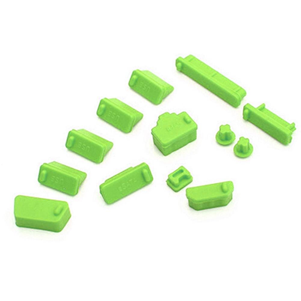 13 Stks/set Universele Laptop Notebook Siliconen Anti Dust Ports Cover Plug Cap: green