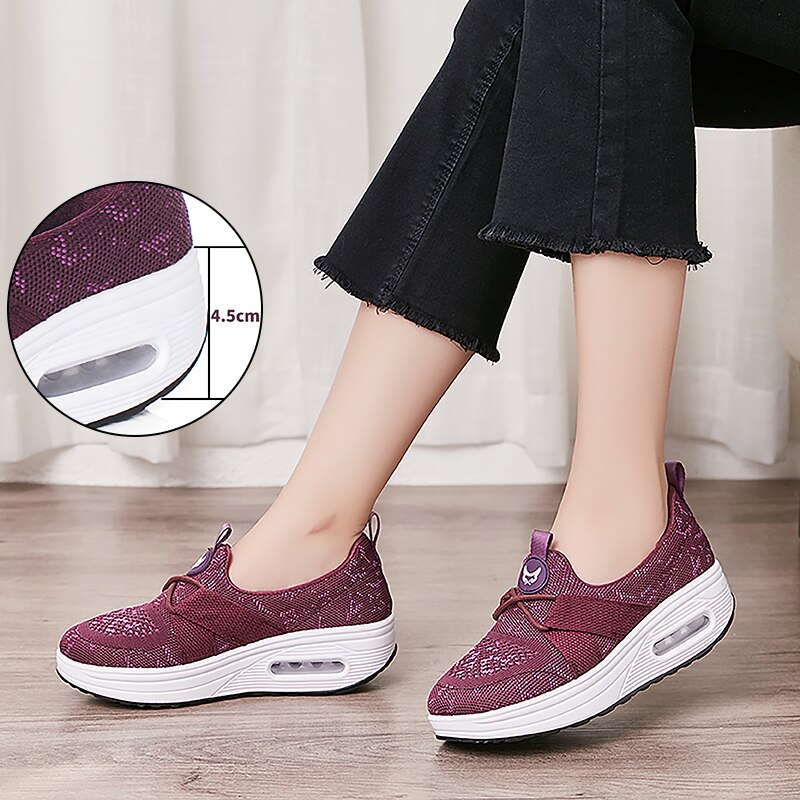 Thick Sole Shaky Shoes Women Leisure Walking Rocking Shoes Shaping Wedge Platform Wedge Sneakers Woman Healthy Fitness Shoes