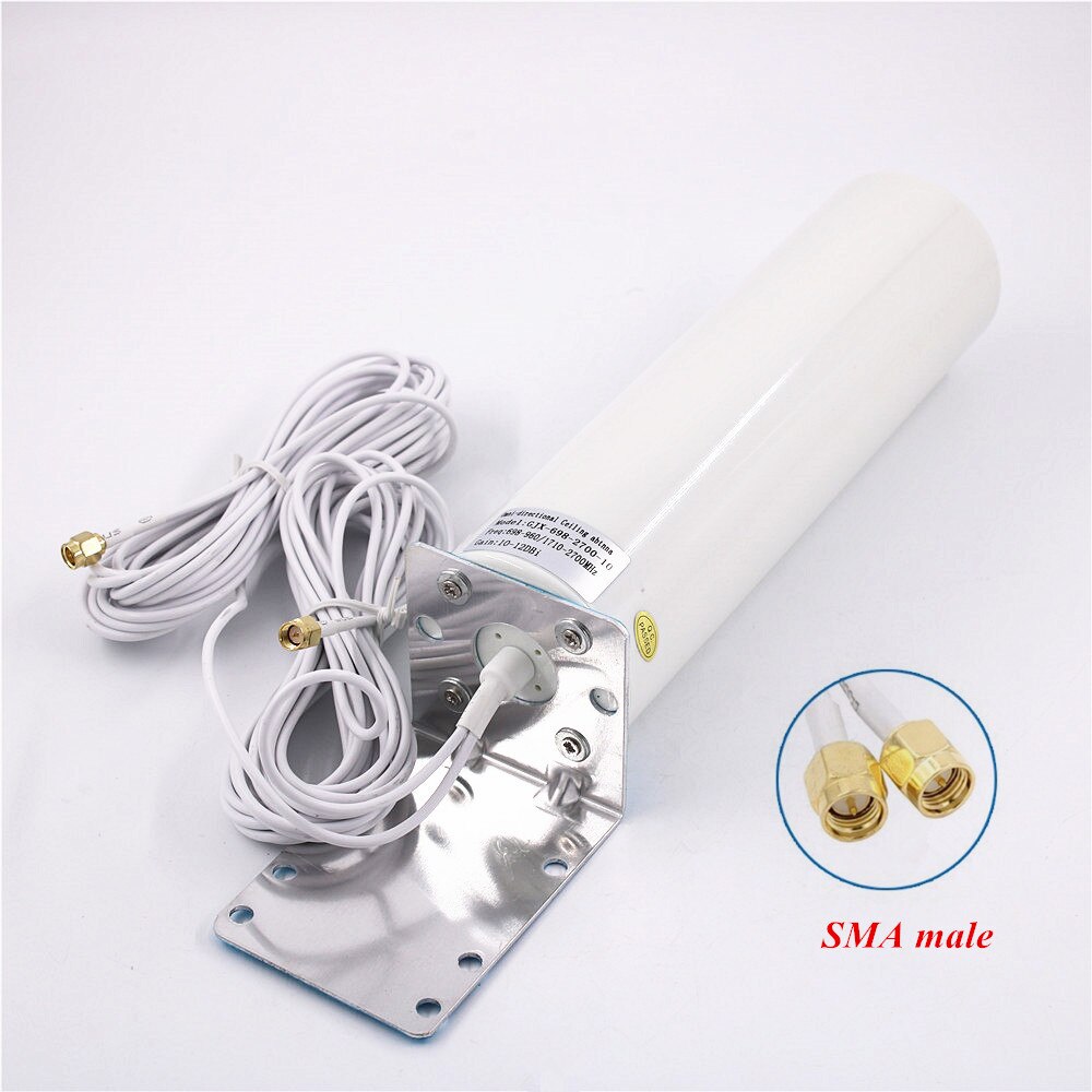 3g 4g lte antenne lang rekkevidde 12 dbi omni utendørs antenne 2.4 ghz crc 9 ts9 sma hannkontakt med 5m kabel til huawei ruter modem: Sma hann