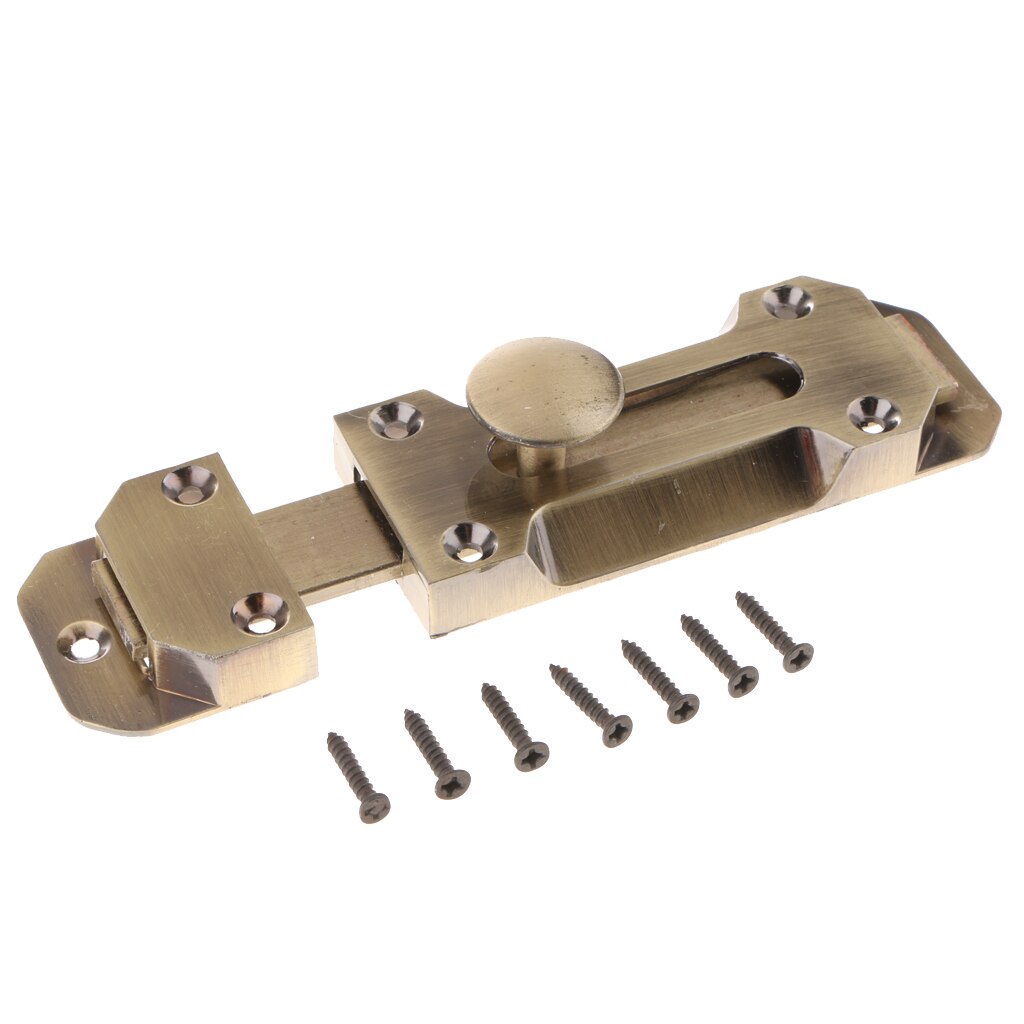 Brass Windows Interior Door Slide Latch Lock Bolt Lever Barrel Indoor Garage Warehouse Gate Safety Guard Push Buckle Latches: Green Copper 5inch