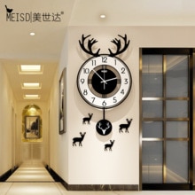 MEISD Original Deer Pendulum Wall Clocks Modern Home Decor Hanging Quartz Watch With Wall Stickers