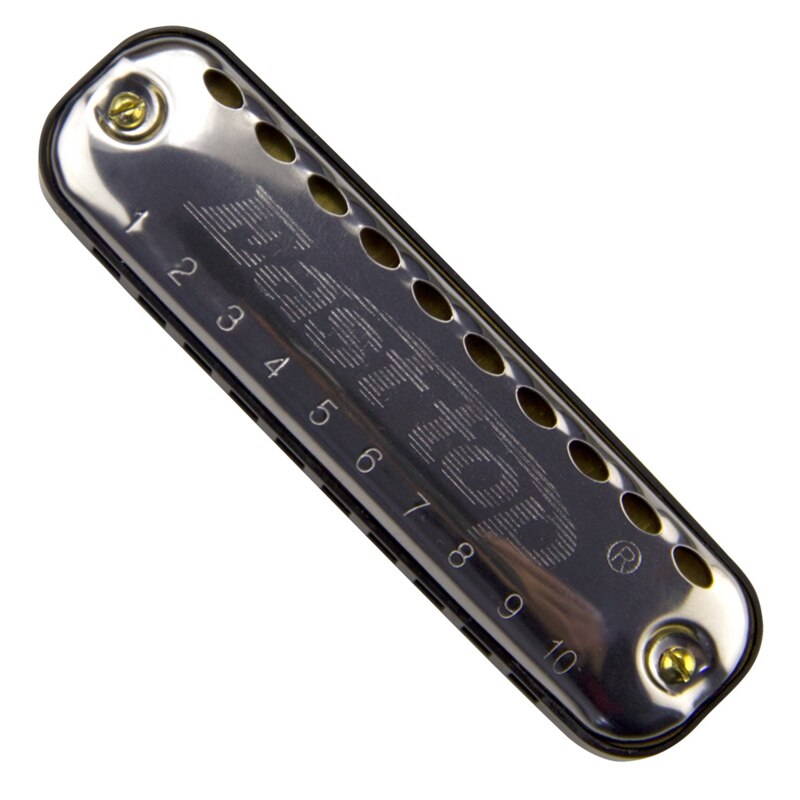 Easttop 10 Hole Harmonica - 20 Tone Diatonic Mouth Organ - Professional Musical Instrument - Red/Silver & Black/Silver