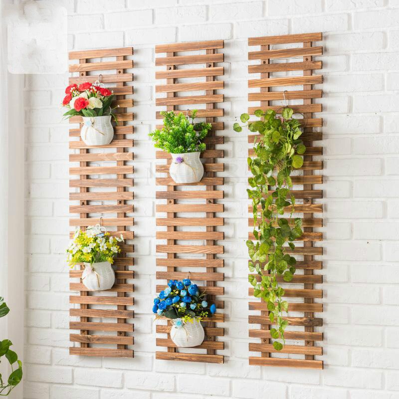 Solid Wood Flower Stand Wall Decoration European Style Living Room Wall Hanging Wall Plant Shelf Decorative
