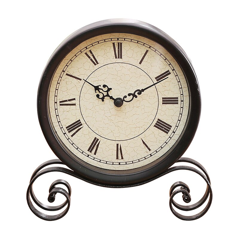 Reloj de mesa de Metal negro Vintage europeo, redondo, retro, Reloj de escritorio, , antiguo, reloj de escritorio mx5071035