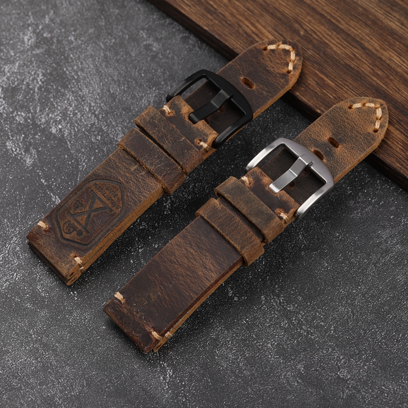 Handgefertigtes erstes Schicht-Rindsleder-Uhrenarmband 20 22 23 24 26 mm braunes gepolstertes Lederarmband für PAM111 441 weiches Herrenarmband