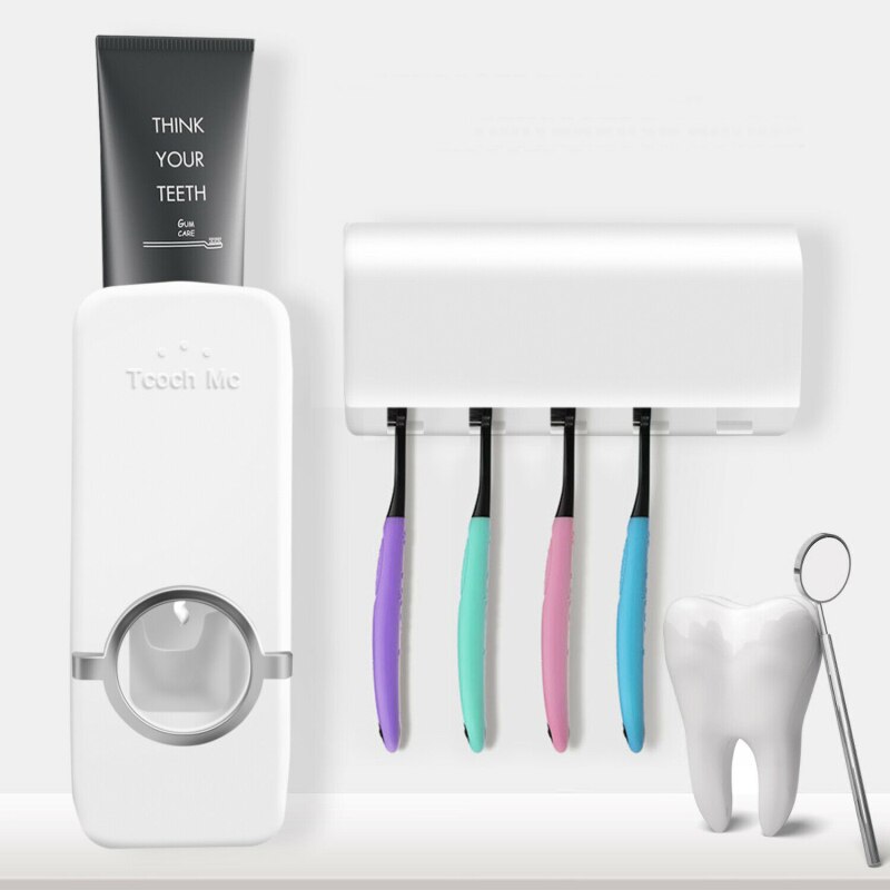 Automatische Knijper Tandpasta Dispenser 5 Tandenborstelhouder Muur Gemonteerde Beugel Tandpasta Squeezer Holder Badkamer Accessoires