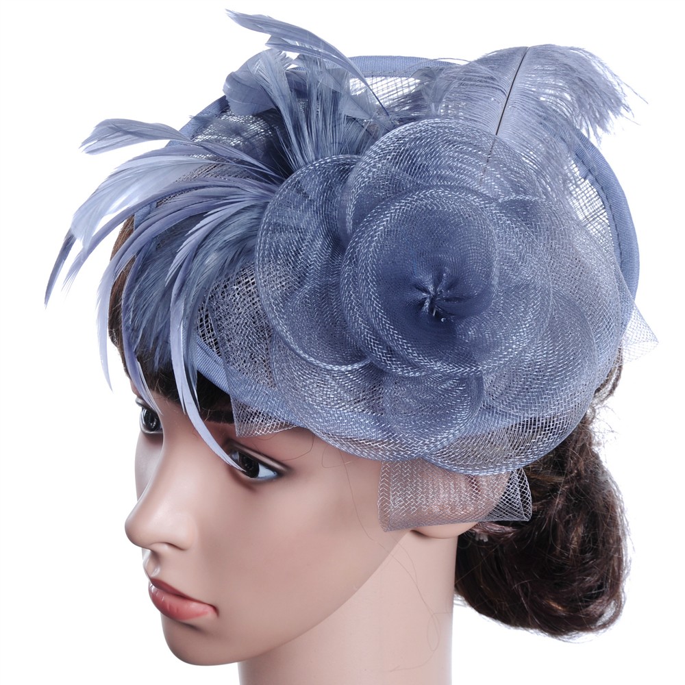 Specielt til dame fest hatte kvinder bryllup fascinator mesh hat bånd fjer fest hat