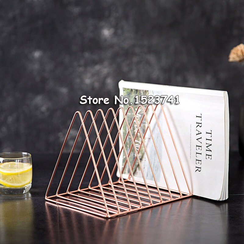 Rose Gold Electroplated Bookend Desk Organizer Desktop Office Home Bookends Book Holder Black Book Stand