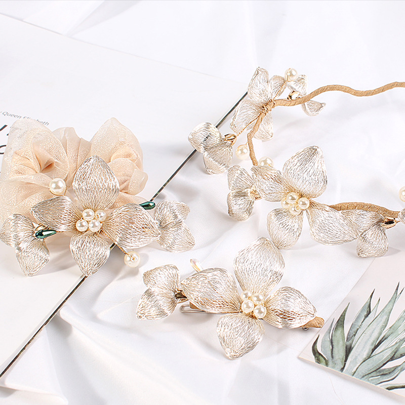 Koperen Draden Tiara Bruiloft Kroon Bloem Bruids Haar Stuk Kam Handgemaakte Vrouwen Prom Haarband Accessoires
