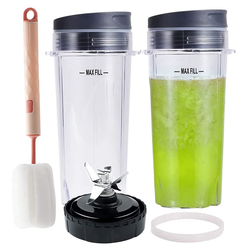 Replacement Parts for Nutri Ninja, 6 Fin Blender Blade and Cups Set for Blender BL660 BL770 BL780 BL740 Etc.
