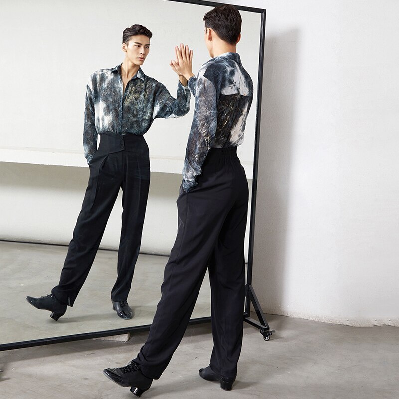 Latein tanzen Hosen männer Standard Latein tanzen Praxis Tragen Kordelzug Taille Ballsaal Hosen Salsa Leistung Kostüm DNV14153