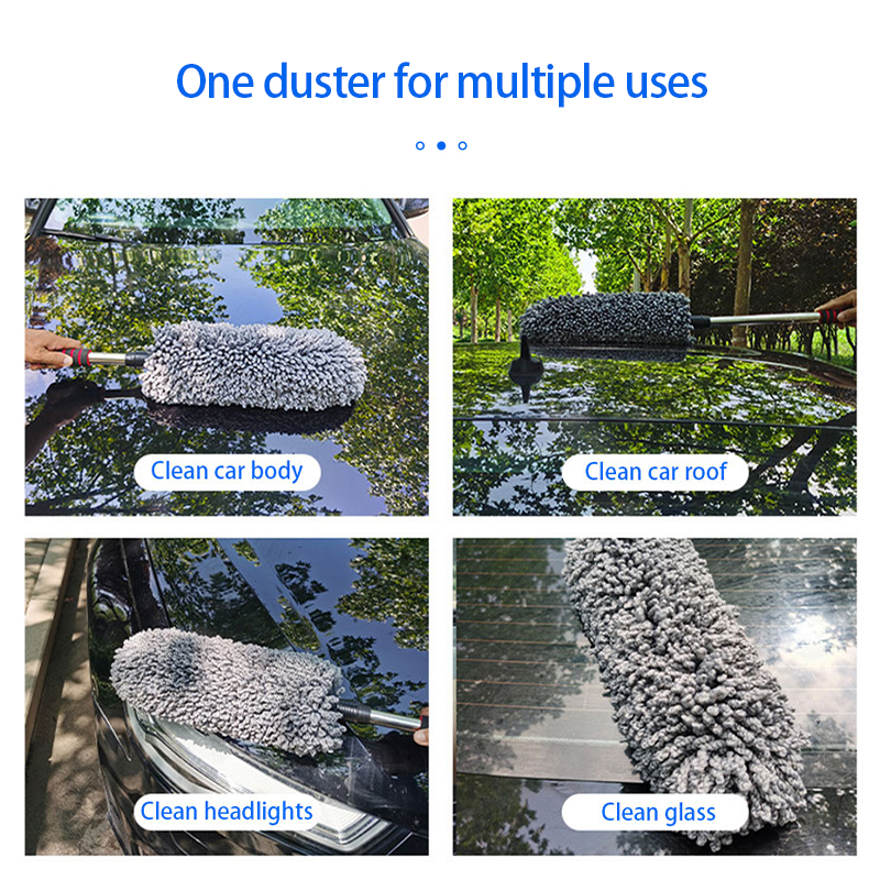 SEAMETAL-cepillo de lavado de coches, depurador de neumáticos de microfibra, cepillo telescópico multifuncional para ruedas, eliminador de polvo de maletero, Herramientas de limpieza de coche