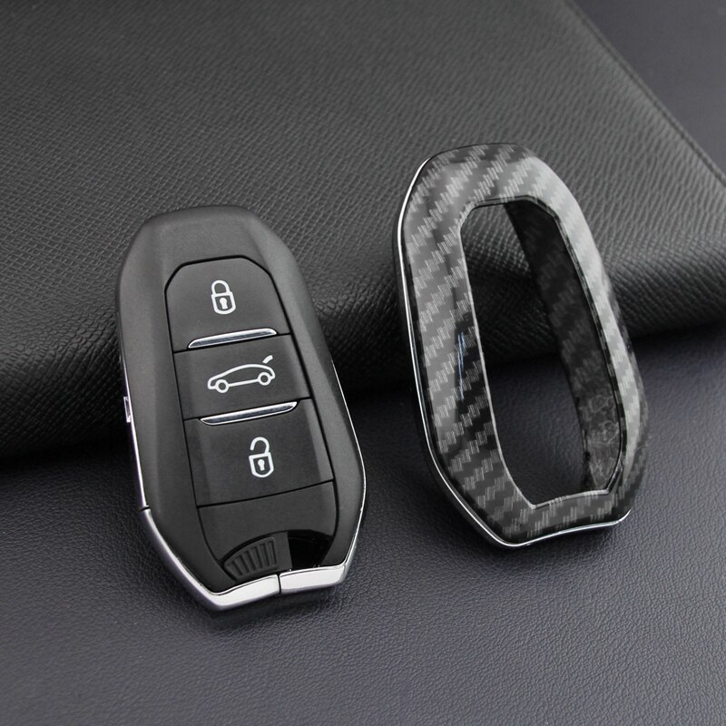 Carbon Fiber Car Key Cover Case Chain Smart Cover Buckle Car Accessories for Peugeot 4008 5008 Citroen C5 Picasso DS