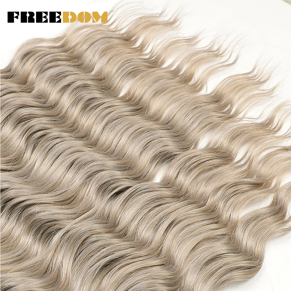 Syntetiske løse dybe bølger fletninger med hårextensions 24 cm dyb krøllet twist hæklet fletning med ombre blond brunt anna hår