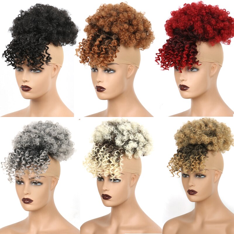 LISI HAIR Synthetic Hair Extensions Curly High Puff Ponytail for Women Hair Ponytail With Bangs Short Wrap Clip