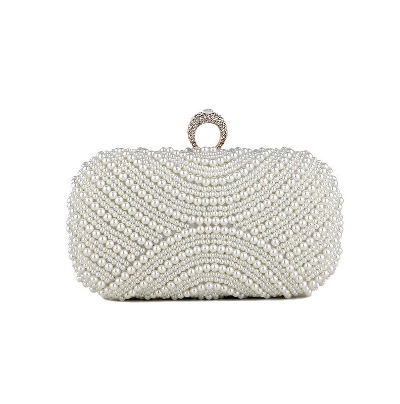 Sac à main en perles blanches de mariage, sacs à main en strass, sacs de soirée, petites pochettes de jour, sac à bandoulière en chaîne pour boîte de nuit FTB332: beige 2