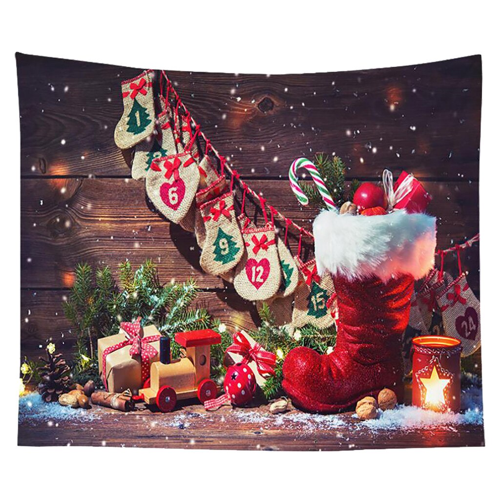 Christmas Art Wall Hanging Tapestry Christmas Beautiful House Tapestry Background Home Decoration Xmas Year: I