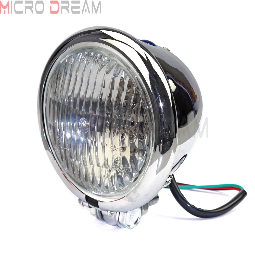 Retro Motorfiets Vintage 4.5 &quot;Koplamp Koplamp Voor Harley Honda Yamaha Suzuki Bmw Vintage Koplampen Cafe Racer Custom Chopper: Chrome Clear