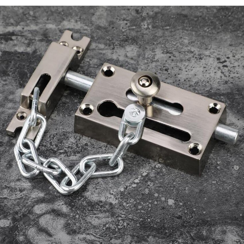 Door Chain Lock, Zinc Alloy Security Chain Guard Slide Bolt Latch, Heavy Duty Door Latch Bolt, Silver, Red / Green Bronze: C