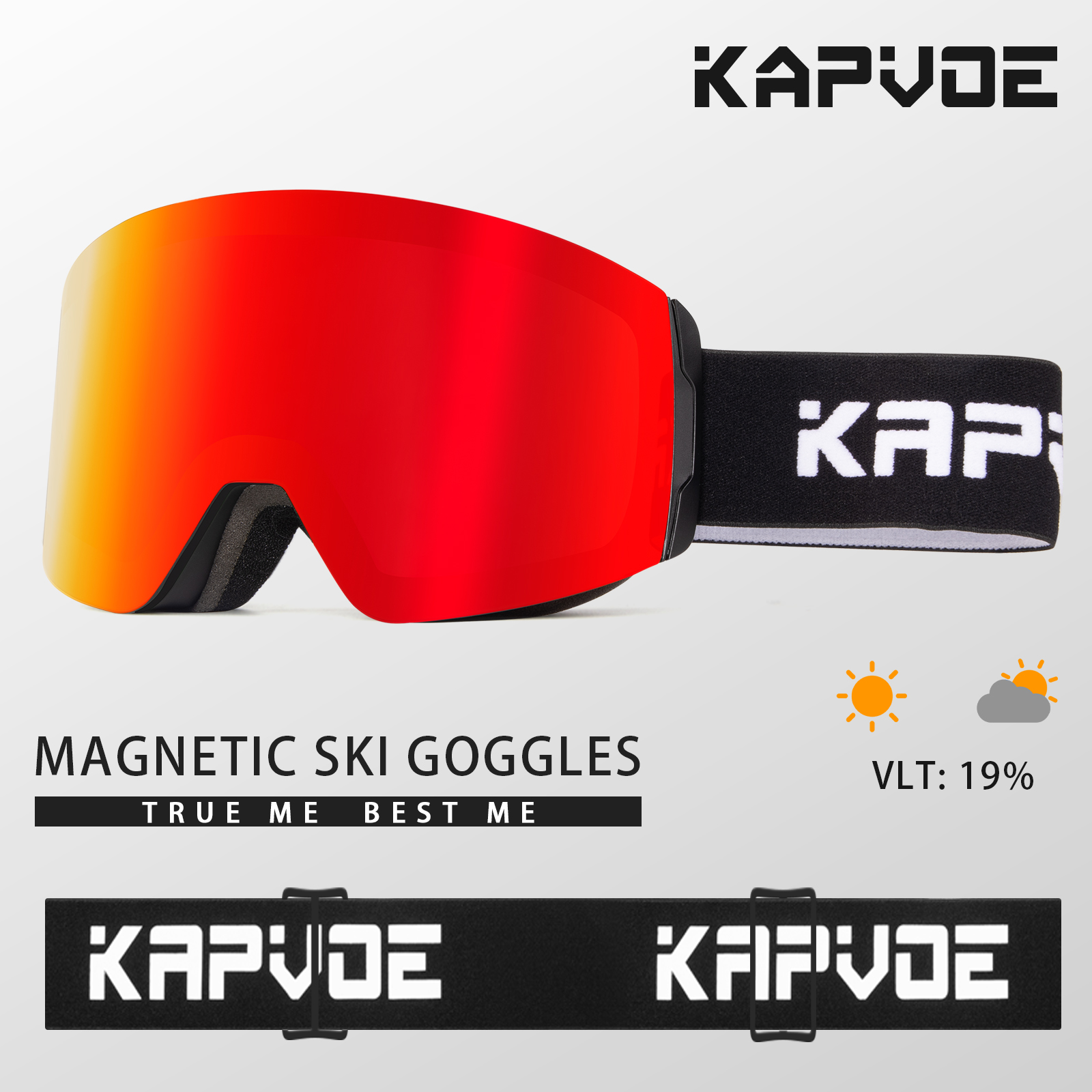 Kapvoe meekleurende skibril met magnetische anticondensglazen, beschermingsfactor  uv400, skibril voor dames en heren, wintersportbril.