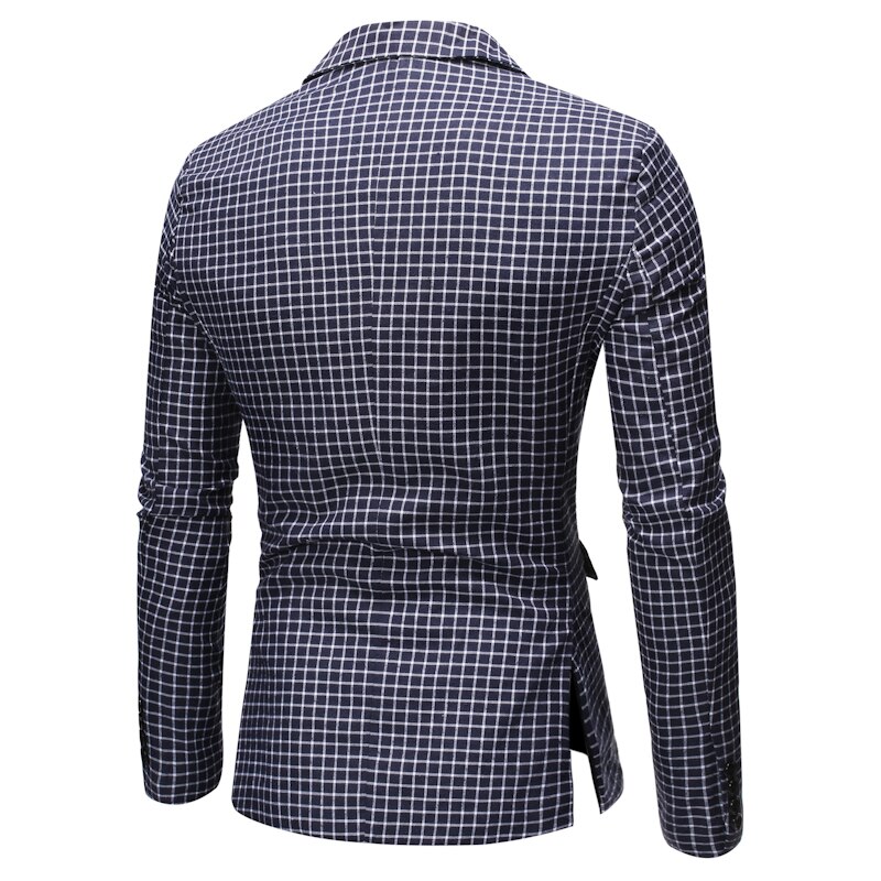 Blazer de costume à carreaux pour hommes, printemps , Slim Fit, un bouton, revers cranté, robe de costume, veste Masculino