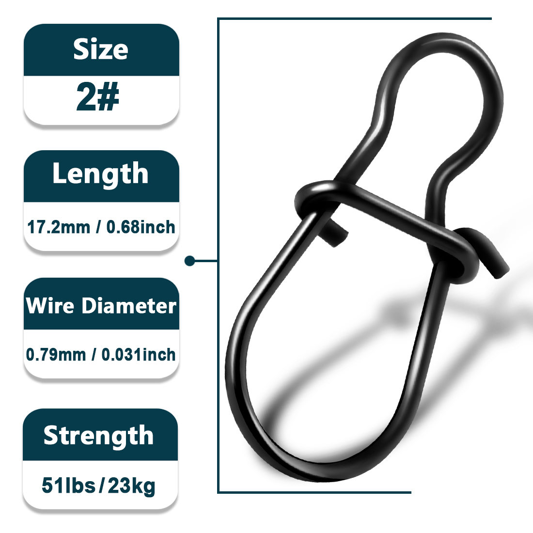 Broches de pesca Duo Lock, 25 ~ 100 Uds., Clips de pesca, mosquetones, giratorios de pesca, aparejos de pesca de cambio rápido para agua salada