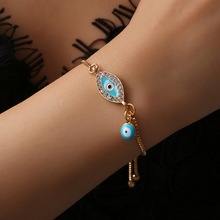Turkse Blauwe Crystal Evil Eye Armbanden Voor Vrouwen Handgemaakte Gouden Kettingen Lucky Sieraden Armband vrouw sieraden #287363