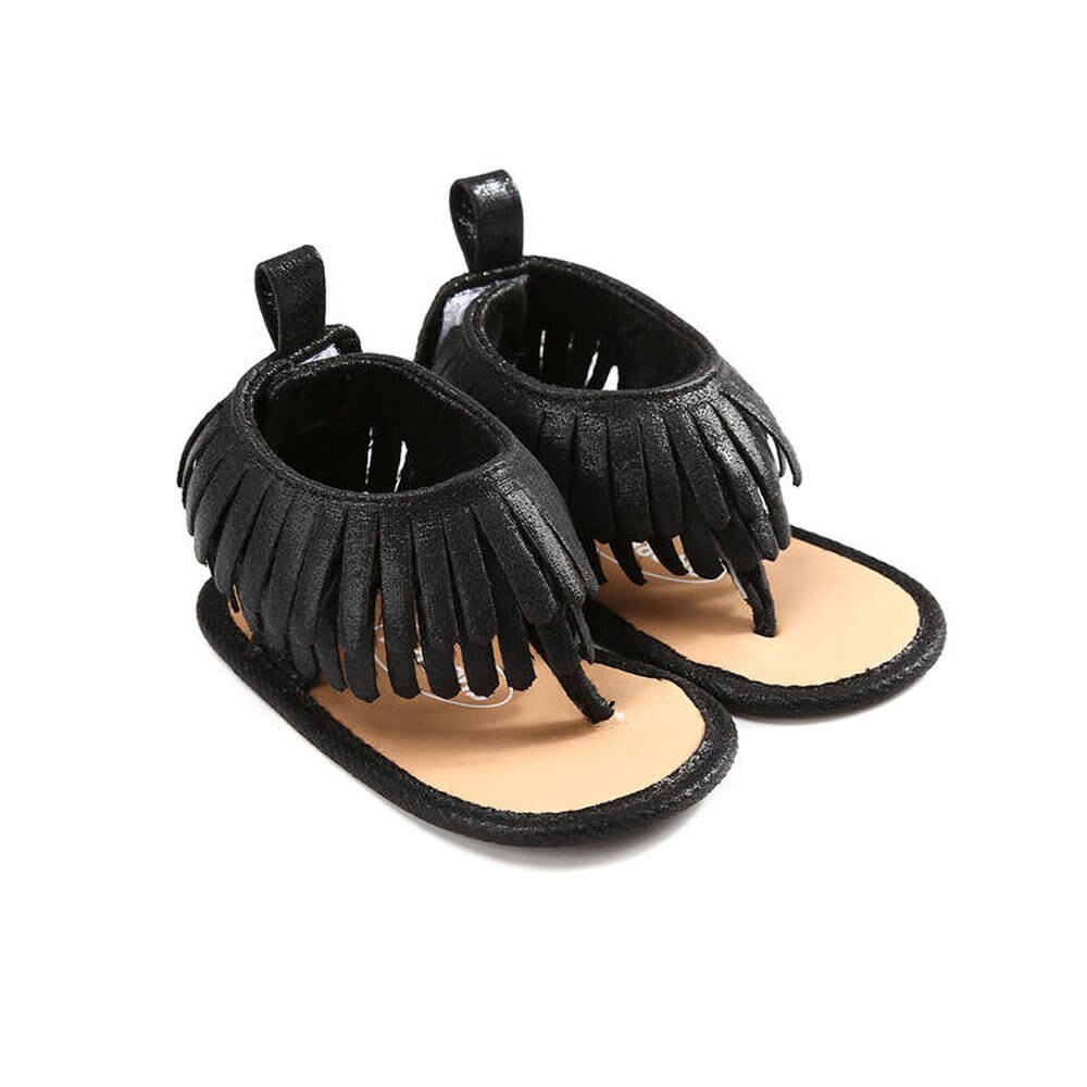 Newborn Infant Toddler Baby Sandals Girls Bling Shining Fringe Anti-Slip Cotton Sole First Walkers Summer Party Shoes