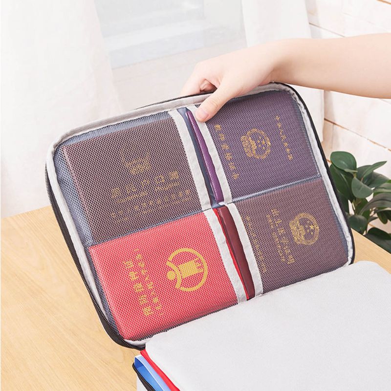 Bolsa de almacenamiento de documentos, estanca, gran capacidad, certificados, organizador de archivos para viaje a la oficina en casa