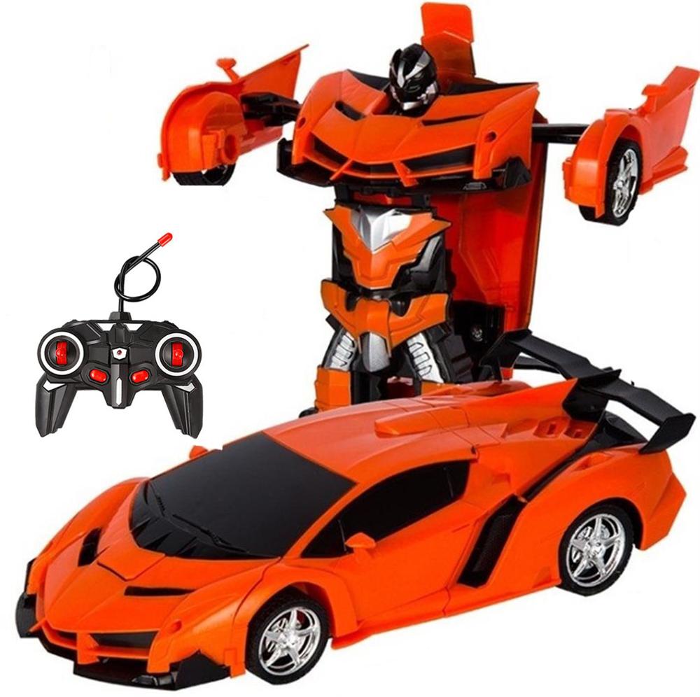 ZK20 Rc Transformator Auto 2 In 1 Auto Sport Rijden Auto 'S Schokbestendig Robot Modellen Afstandsbediening Auto Rc Voor kinderen: RC Orange