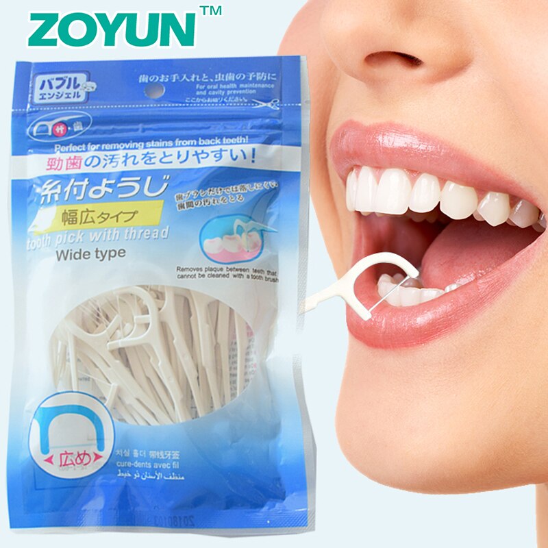 50PCS/Set DentalInterdental Brush Teeth Stick Toothpicks Floss Plastic Tooth Picks Nylon Wire Dental Floss