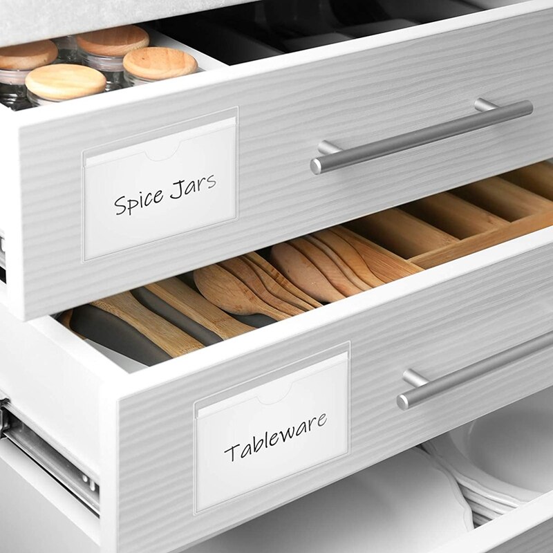 60 Pack 3.5 x 4.7 Inches Self-Adhesive Label Holder Card Pockets Label Holder Clear Plastic Library Card Holder