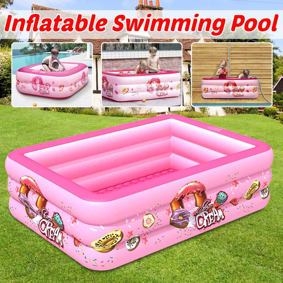 120/130/150/180/210cm børn til hjemmebrug padlebad stor oppustelig firkantet swimmingpool børn oppustelig pool til 1-5 personer