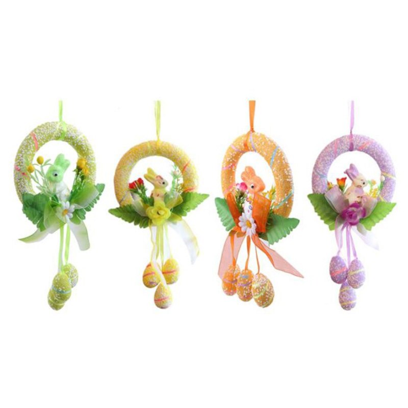 Easter Egg Decorations DIY Round Bunny Ring Egg Crafts For Family Kindergarden Ornaments B88