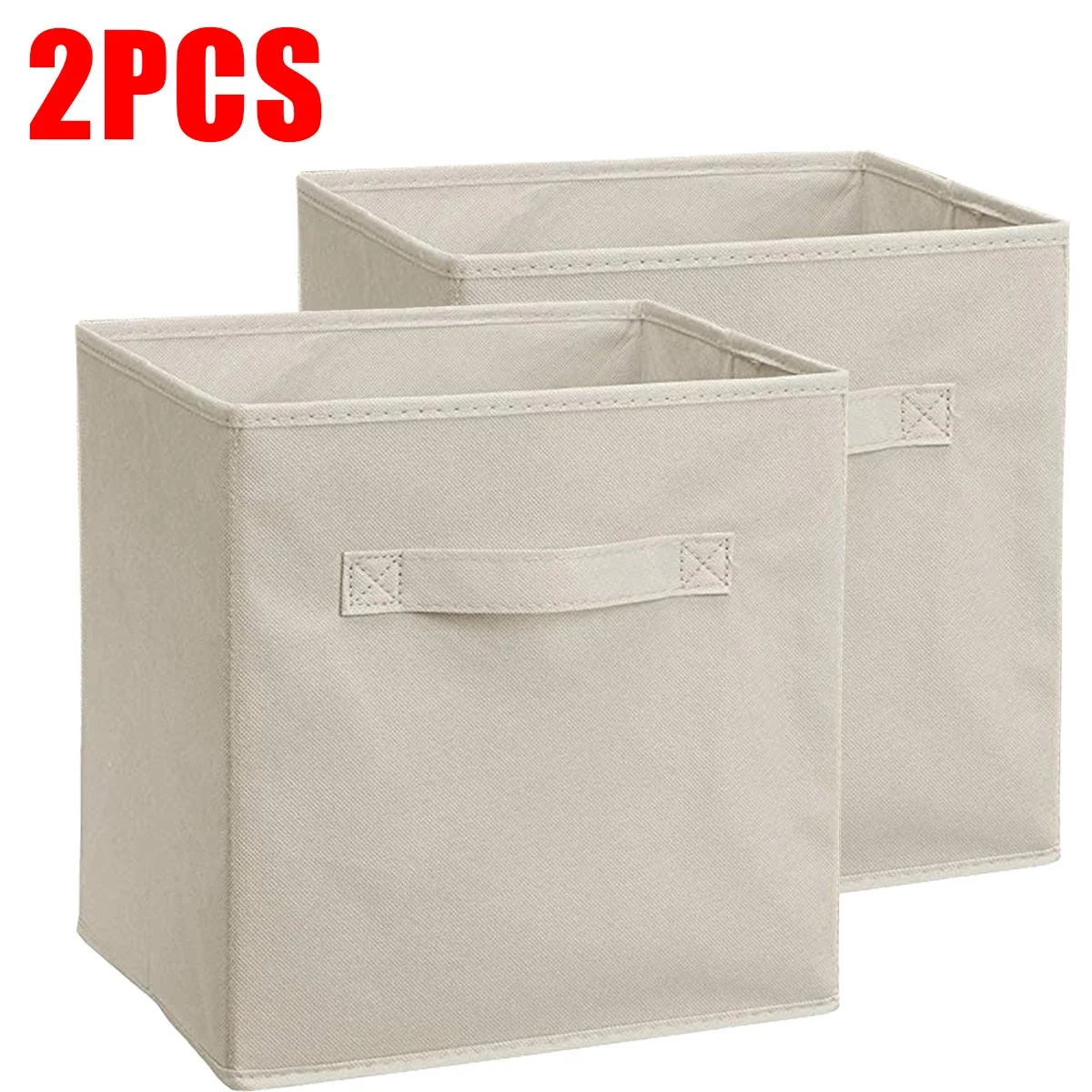 Clothes Storage Box Large Capacity Square Storage Box Without Lid Foldable Non-Woven Storage Box Toys & Snacks Organizer: WHITE