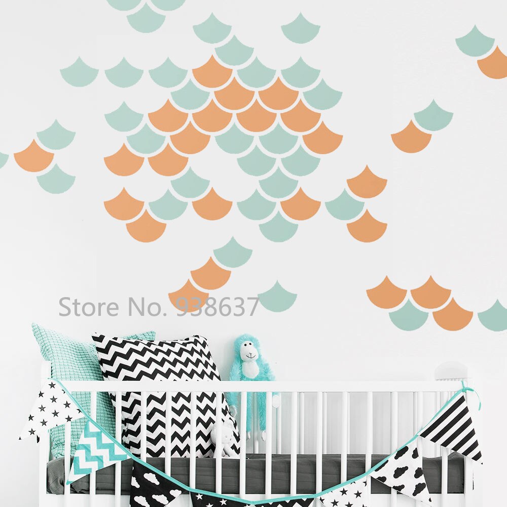 Mermaid Scale Wall Stickers Home Decor Living Room Geometric Decals Nursery Vinyl Modern Wall Decal Unique Decorate Mural JW303
