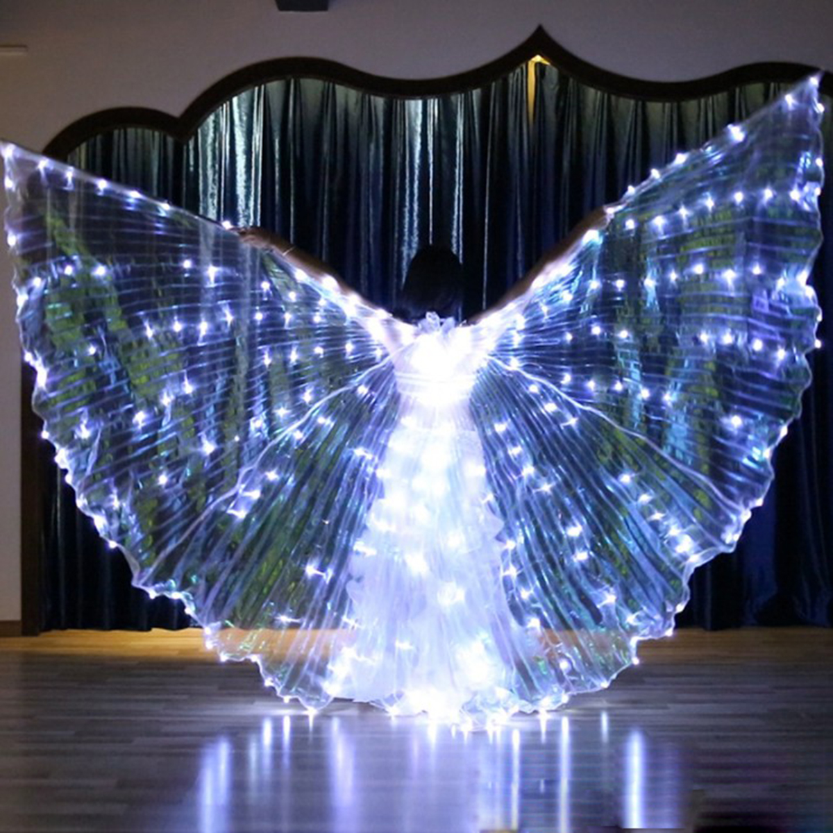 Capa de Hada LED, disfraz de luz, alas brillantes de mariposa, luces de baile para puesta en escena, celebración de , decoración de espectáculo de boda