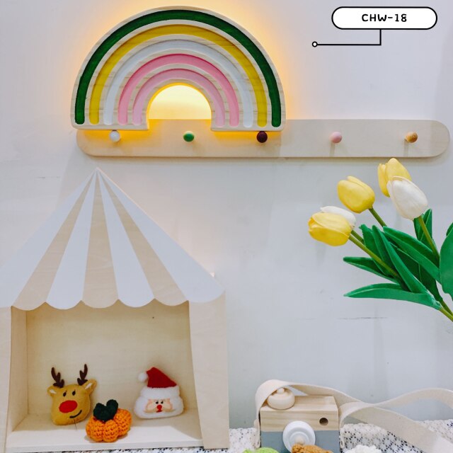 Nordic Style Handmade Painted LED Rainbow Building Blocks Rainbow Night Light Wall Hanging Rainbow Lamp Kid's Room Decor Props: 18