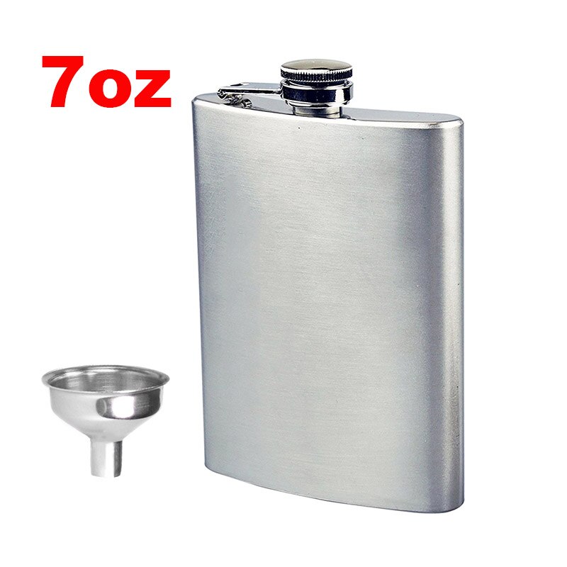 Stainless Steel 7oz Hip Pocket Hip Flask Alcohol Whiskey Liquor Flask Metal Bar and Outdoor Sports Mini Bottle Funnel WaterKoker: 7oz