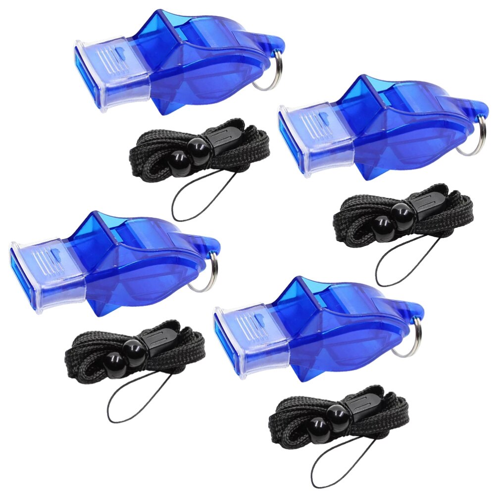 4 Set Simple Training Whistle Sports Referee Whistle with Lanyard for Kids School Sports Soccer Basketball (Dark Blue)