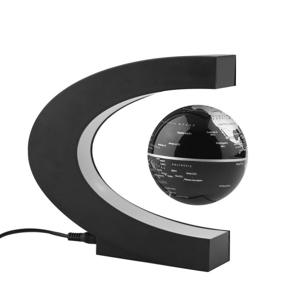 Magnetic Levitation Globe Glow in the dark Floating World Map Tellurion LED Light Children Educational Toys Desktop Toys Decor: Black