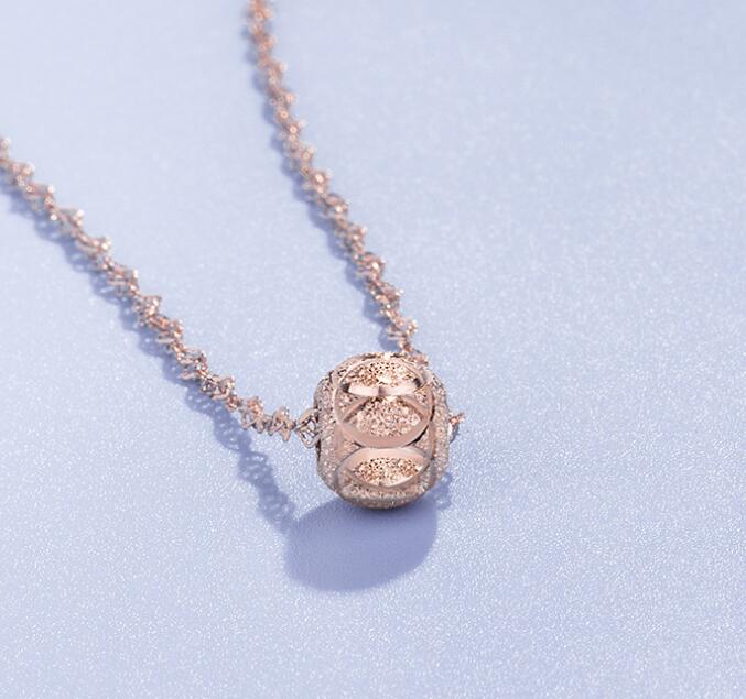 925 Sterling Silver Handcraft Matte Spacer Beads 8mm Round Big Hole Lucky Ornament Charm Beads For Women DIY Jewelry Findings: rose gold