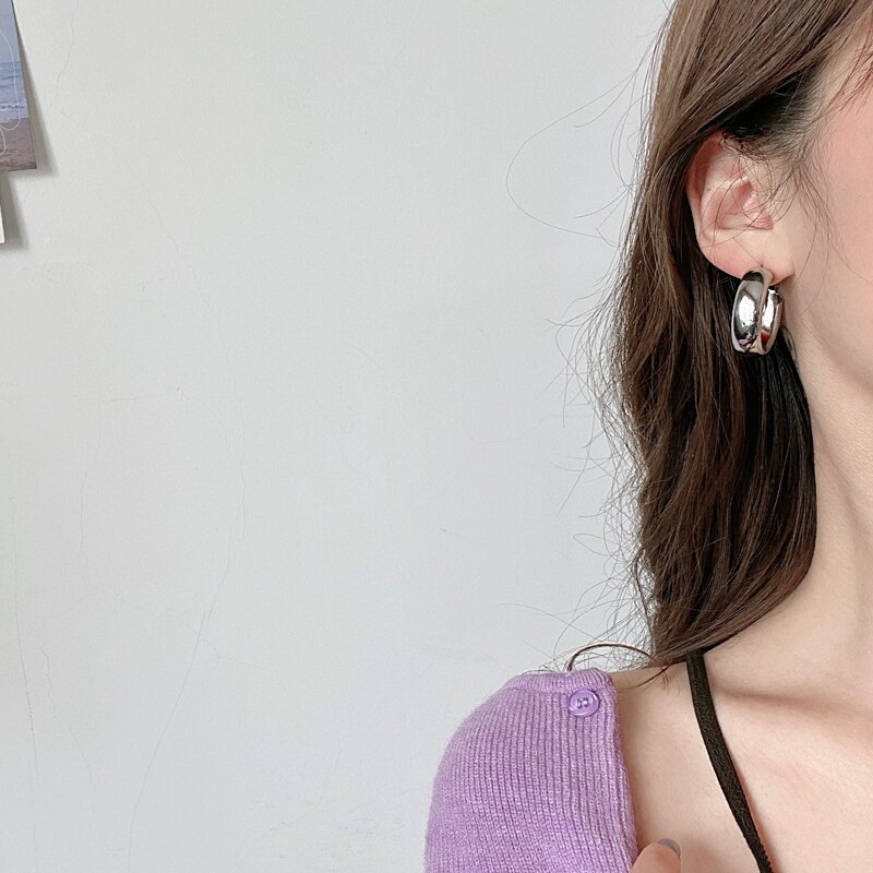 Minimalist Large Circle Geometric Round Big Hoop Earrings For Women Girl Wedding Party Jewelry