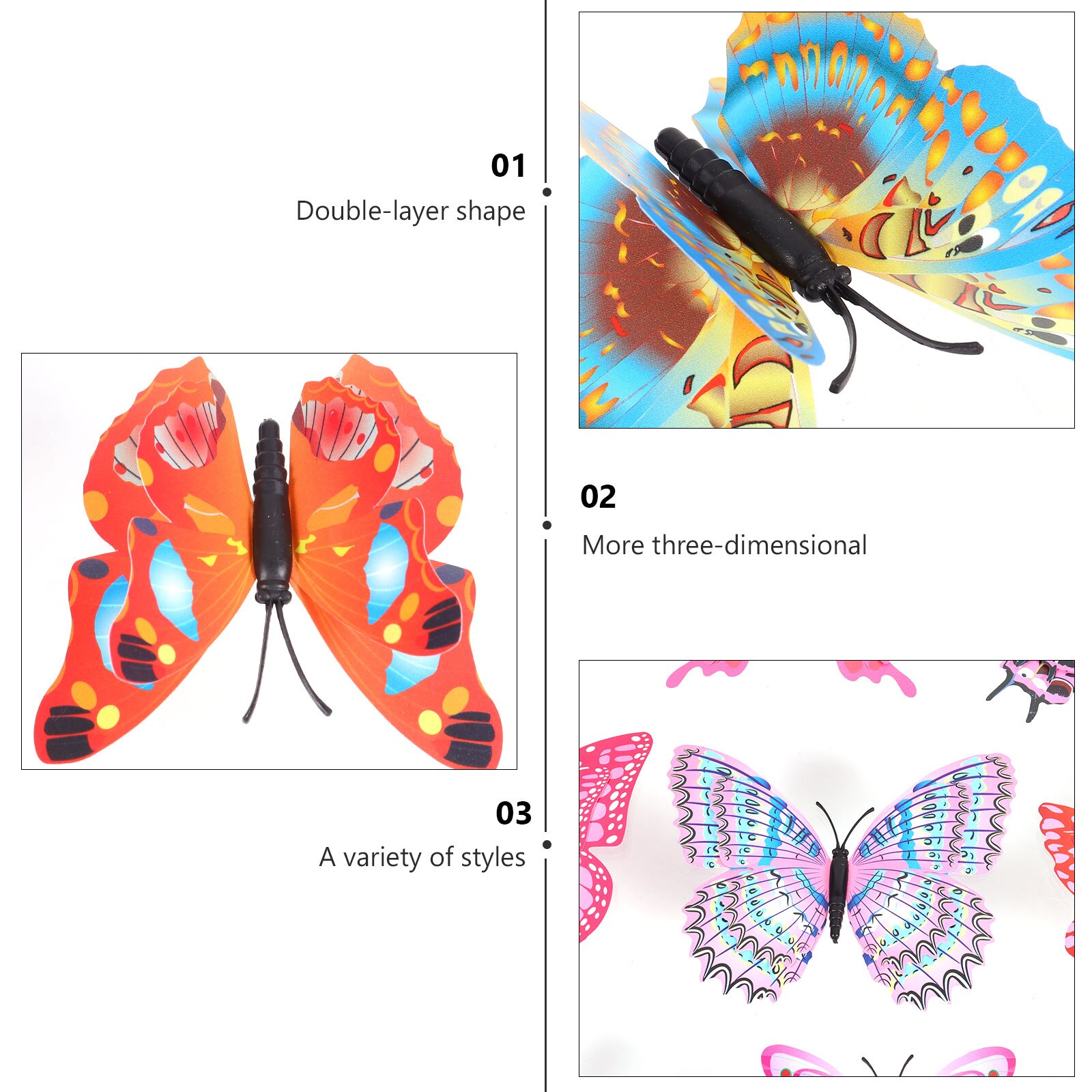 36pcs Double Layer 3D Butterflies Stickers Bridal Shop Living Room Stylish Butterfly Decor