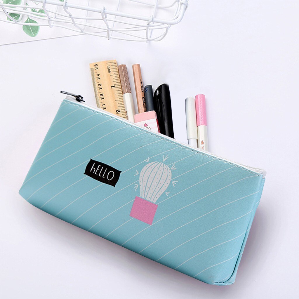 Snelle Levering Leuke Cartoon Leren Briefpapier Creatieve Cactus Etui Duurzaam En Praktische Product