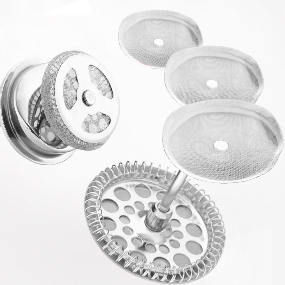 3Pcs Herbruikbare Roestvrij Staal Franse Pers Koffiezetapparaat Afneembare Mesh Filter