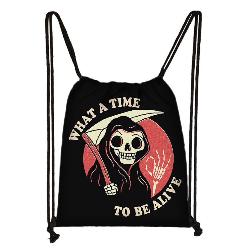 Mochila Cool Death Skull para hombre y mujer, bolsa de viaje con cordón, para guardar zapatos, de lona: skdmohuan09cw