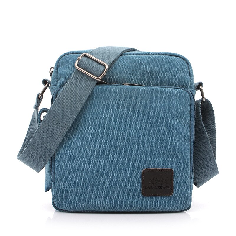 Korean canvas diagonal bag men's outdoor multifunctional shoulder bag wallet: Blue